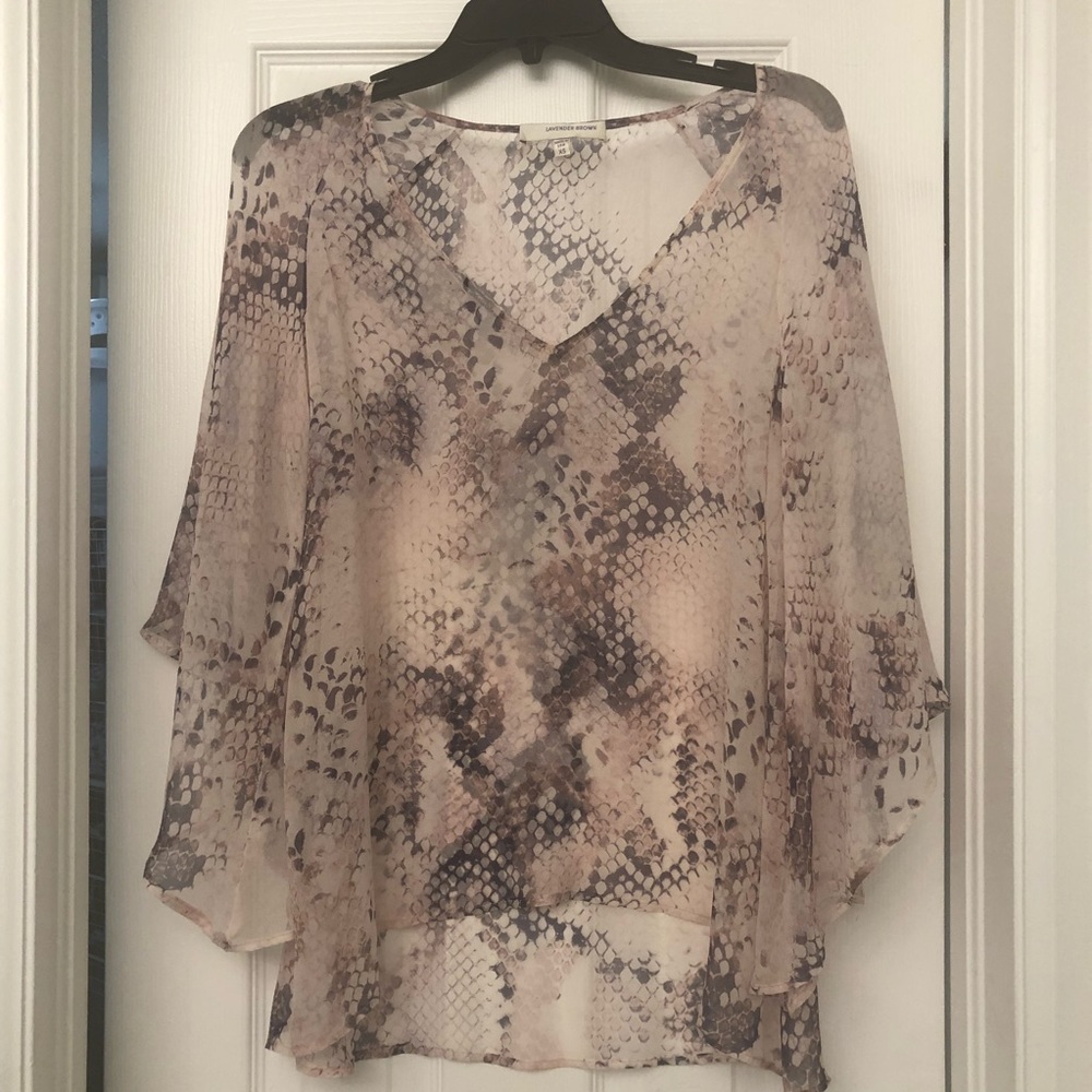 Lavender Brown Snakeprint silk top